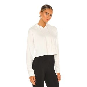 SPLITS59 | XL | Off White Cropped Zoey Activewear Cotton Drawstring Hoodie
